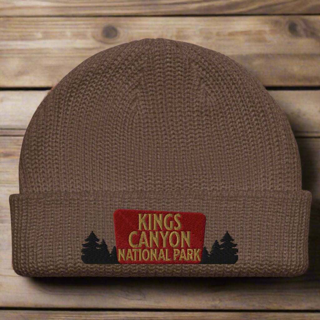 Kings Canyon National Park Sign Embroidered Beanie - MENLL