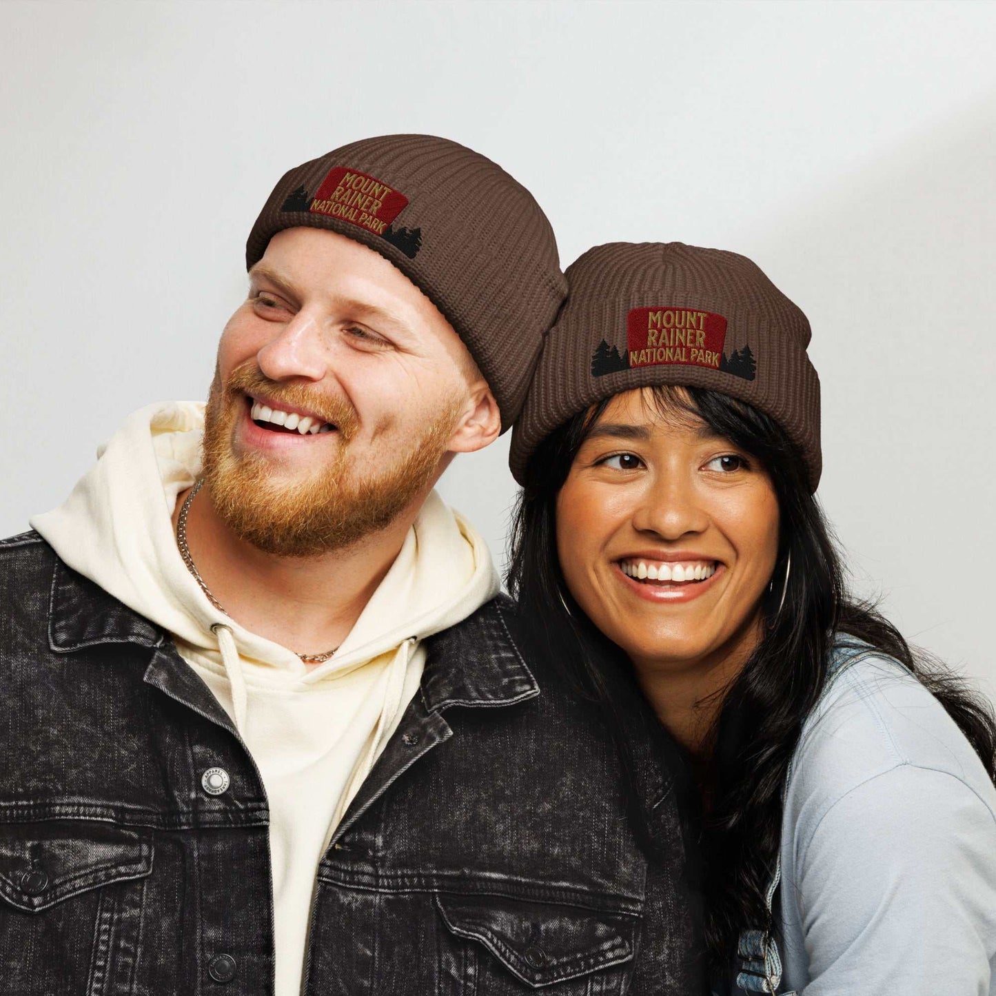 Mount Rainier National Park Sign Embroidered Beanie - MENLL