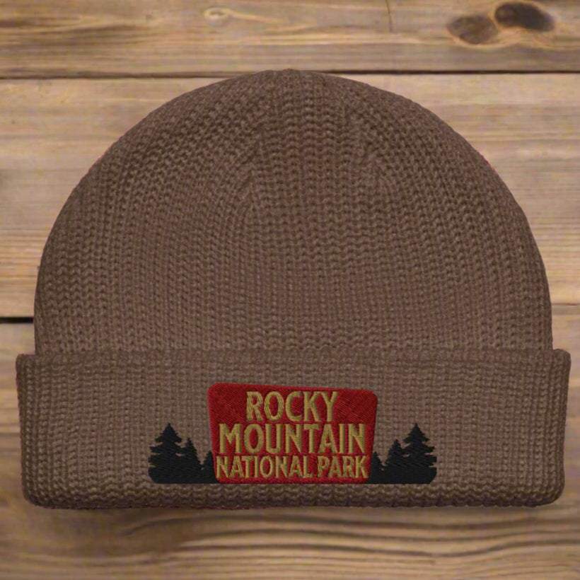 Rocky Mountain National Park Sign Embroidered Beanie - MENLL