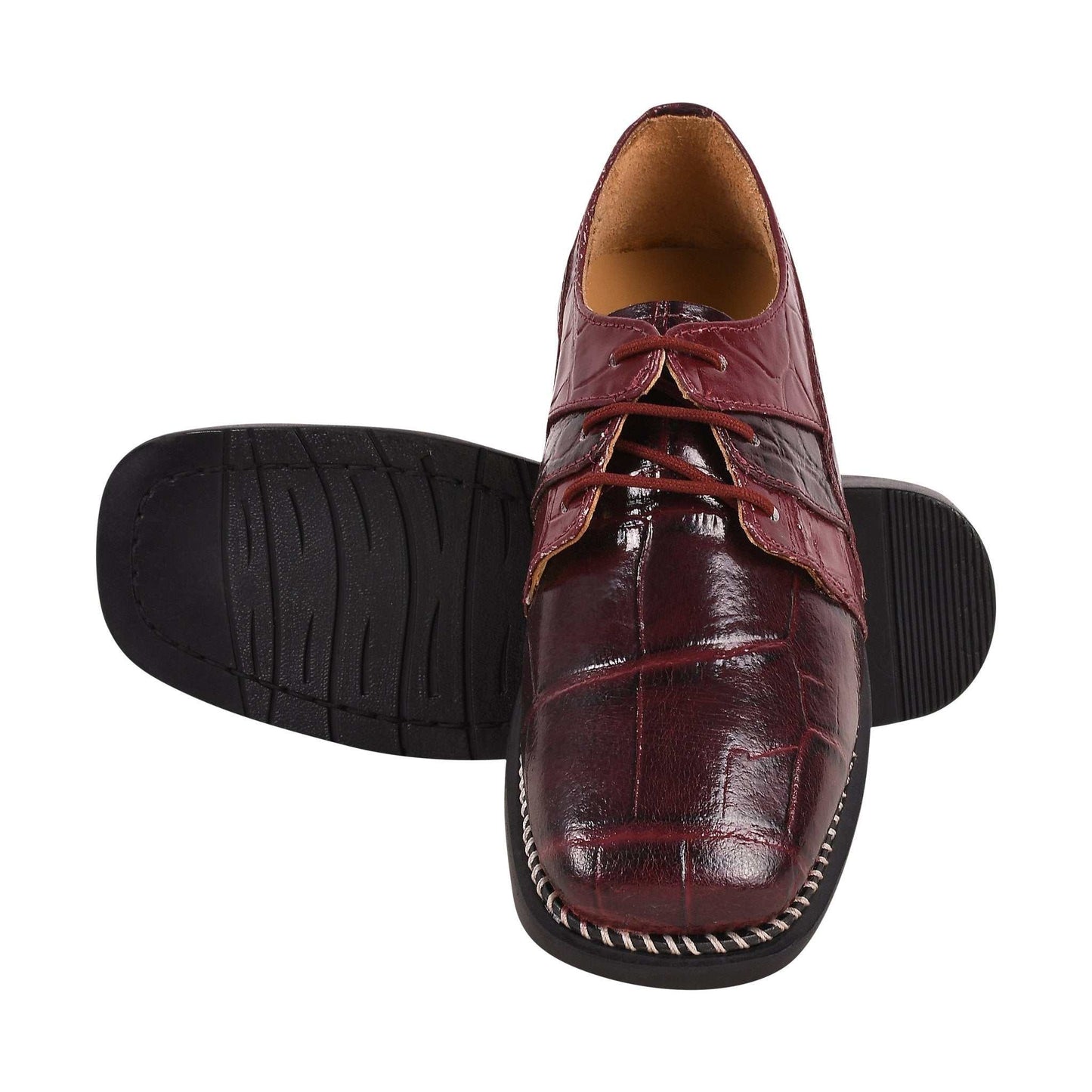 Fluky Leather Oxford Style Dress Shoes - MENLL