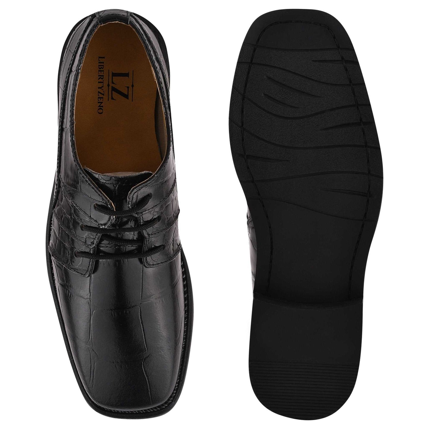 Fluky Leather Oxford Style Dress Shoes - MENLL