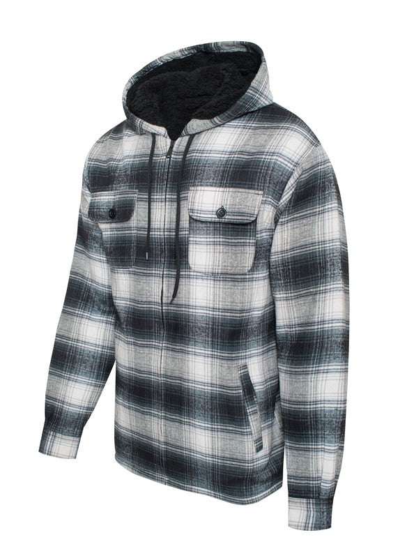 Men's Flannel Sherpa Lining Jacket - MENLL