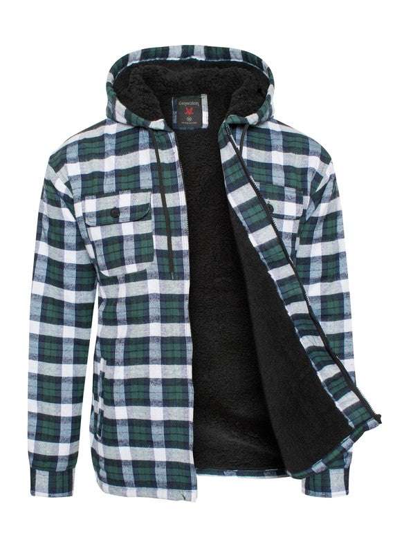 Men's Flannel Sherpa Lining Jacket - MENLL