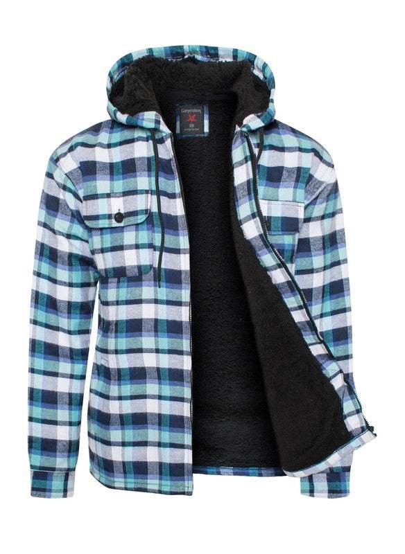 Men's Flannel Sherpa Lining Jacket - MENLL