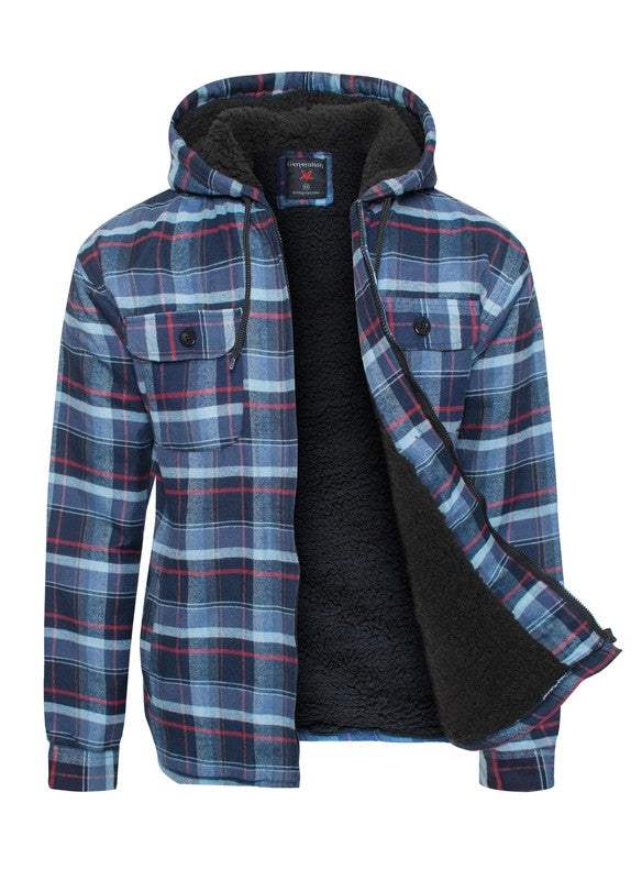 Men's Flannel Sherpa Lining Jacket - MENLL