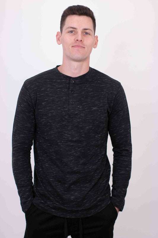 Elevate Your Style with Comfort: Men's Long Sleeve Classic Henley T-Shirt