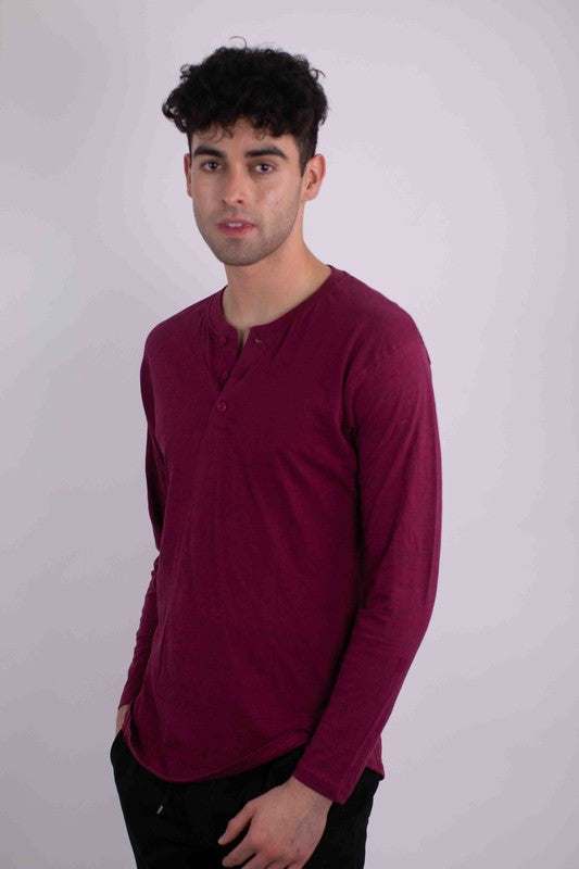 Elevate Your Style with Comfort: Men's Long Sleeve Classic Henley T-Shirt