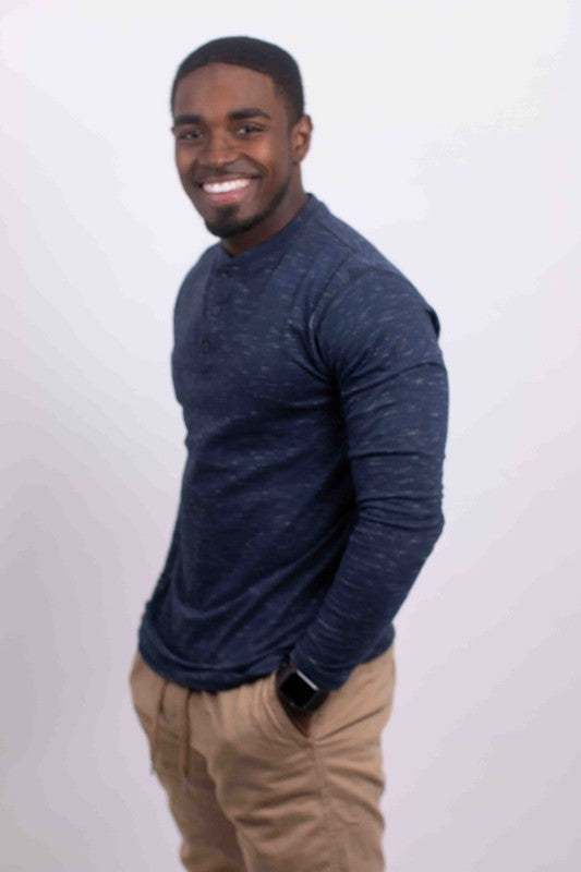 Elevate Your Style with Comfort: Men's Long Sleeve Classic Henley T-Shirt