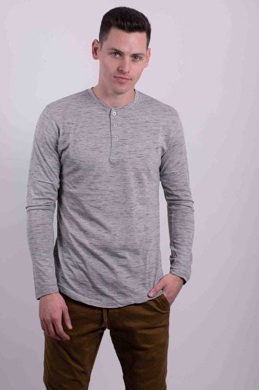 Elevate Your Style with Comfort: Men's Long Sleeve Classic Henley T-Shirt