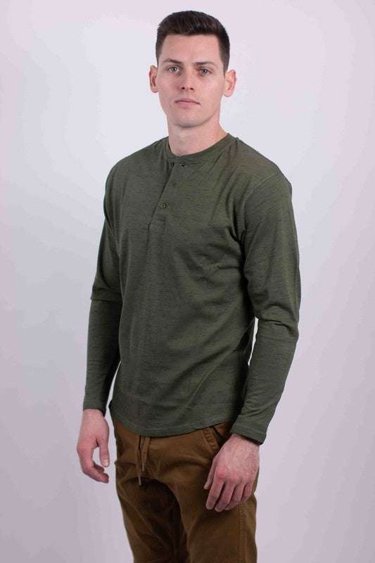 Elevate Your Style with Comfort: Men's Long Sleeve Classic Henley T-Shirt