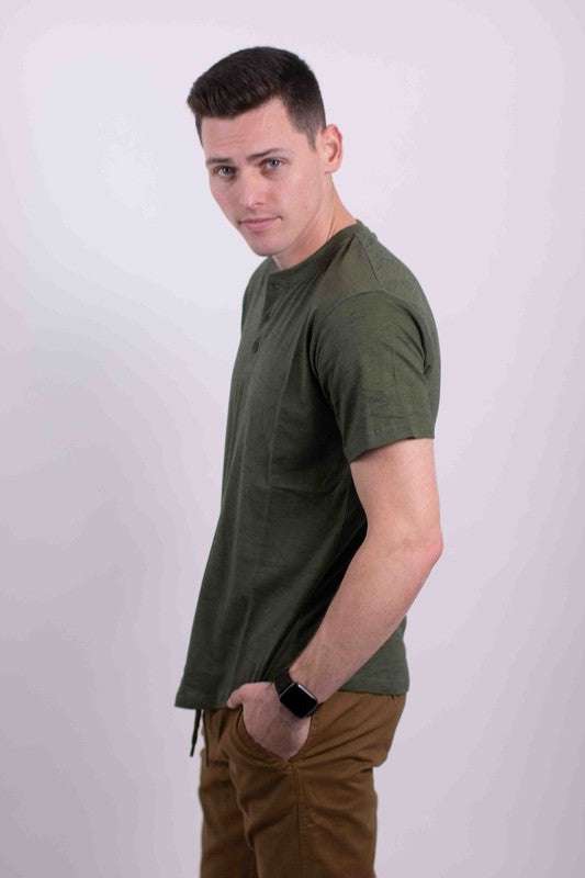 Elevated Comfort Cotton Henley T-Shirt with Button Detail - MENLL