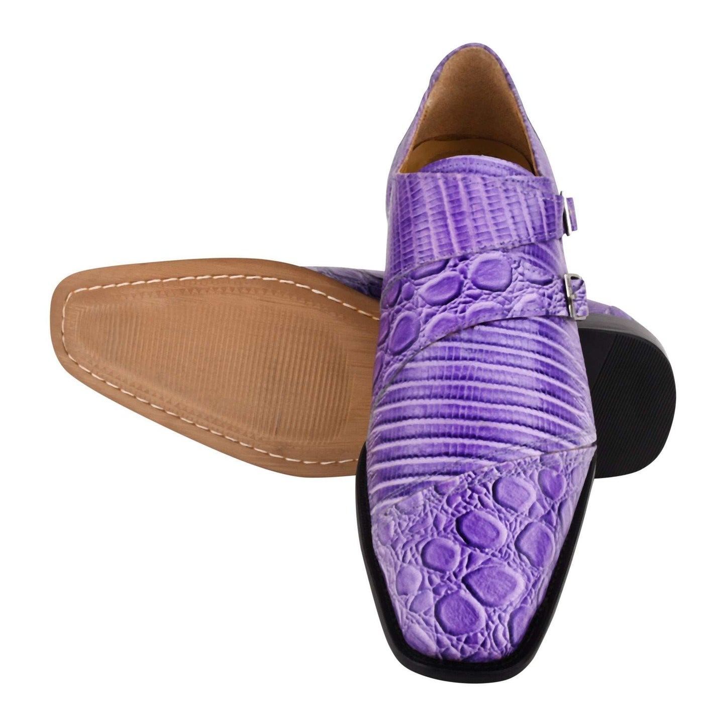 GRACE Genuine Leather Oxford Style Double Monk Strap Shoes for Men - MENLL