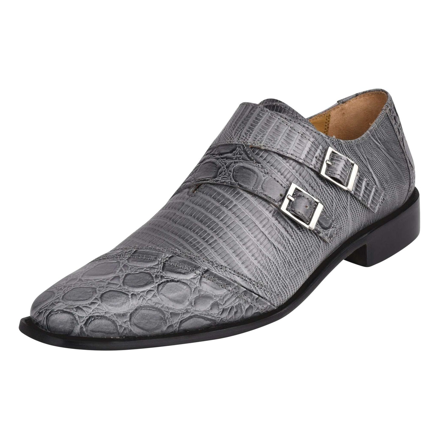 GRACE Genuine Leather Oxford Style Double Monk Strap Shoes for Men - MENLL