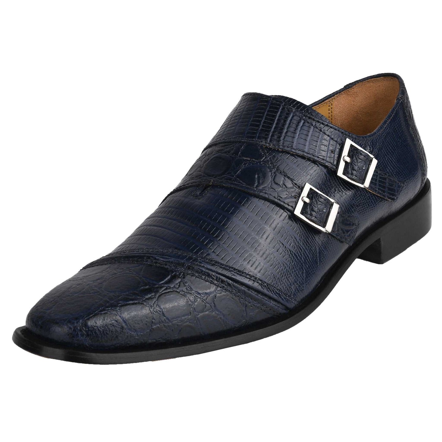 GRACE Genuine Leather Oxford Style Double Monk Strap Shoes for Men - MENLL