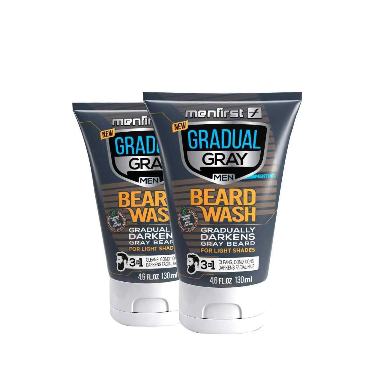 Menfirst Gray Darkening Beard Wash Men's Gradual Color 2-Pack Cleansing by Menfirst