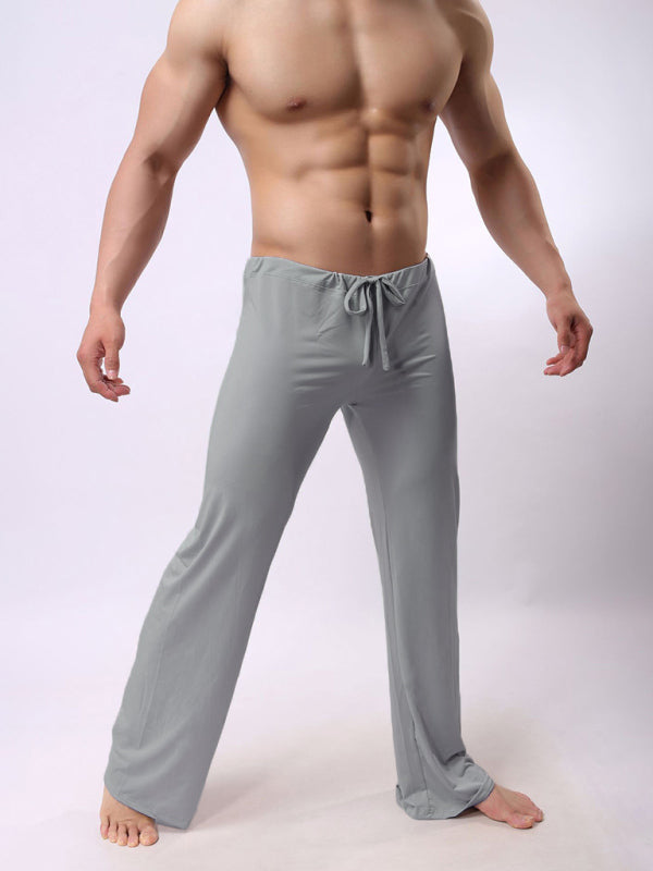 Men's casual breathable knit pants in gray, ideal for spring and summer lounging.