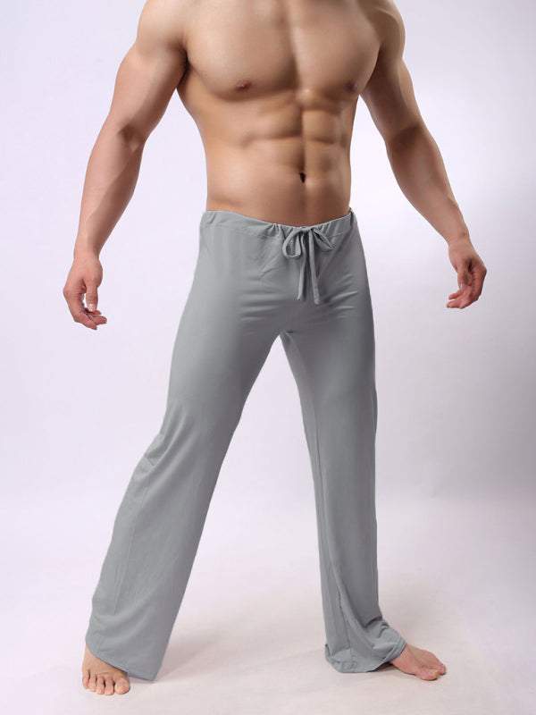 Men's casual breathable knit pants in gray, ideal for spring and summer lounging.