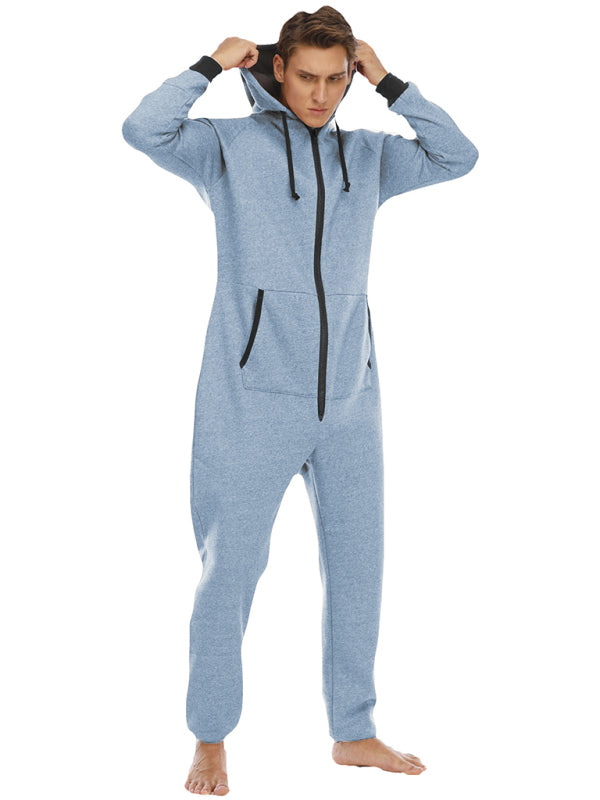 Men's Thickened Sweater Fleece Jumpsuit Pajamas Homewear Casual Suits - MENLL