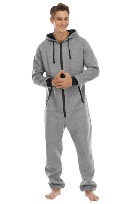 Men's Thickened Sweater Fleece Jumpsuit Pajamas Homewear Casual Suits - MENLL