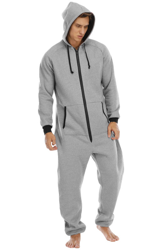 Men's Thickened Sweater Fleece Jumpsuit Pajamas Homewear Casual Suits - MENLL