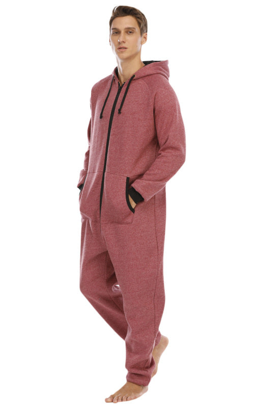 Men's Thickened Sweater Fleece Jumpsuit Pajamas Homewear Casual Suits - MENLL