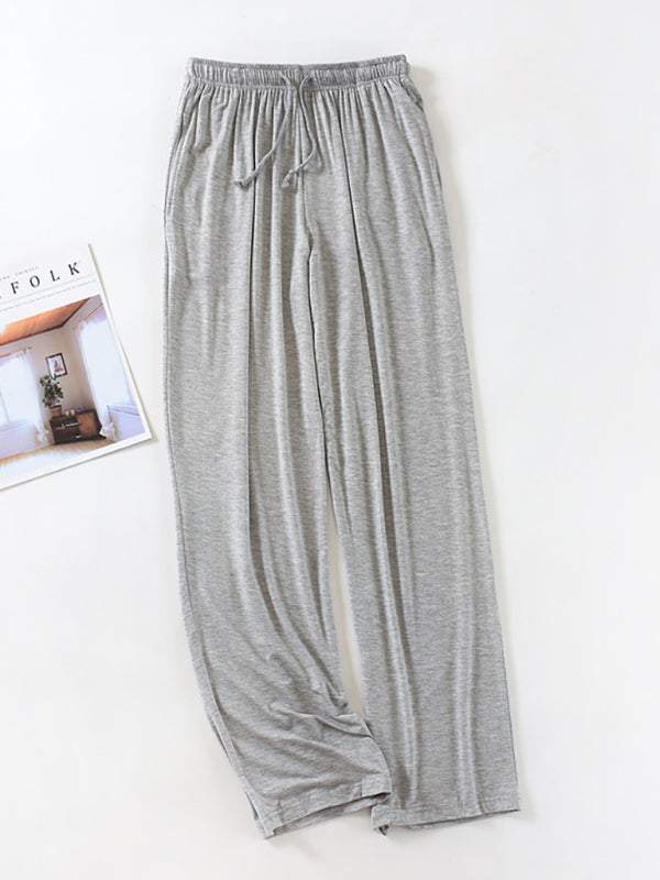 Men's pajamas modal home pants in gray, thin and loose with elastic waist.