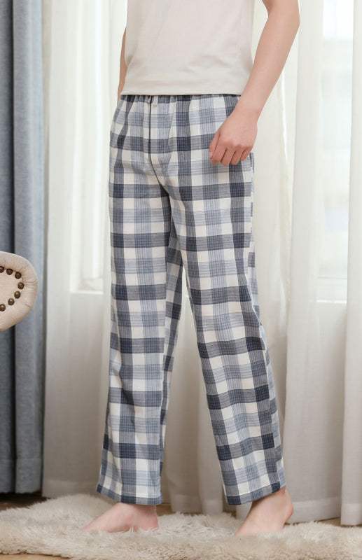 Men's thin pajamas cotton loose comfortable breathable air conditioning home pants - MENLL