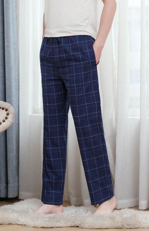 Men's thin pajamas cotton loose comfortable breathable air conditioning home pants - MENLL