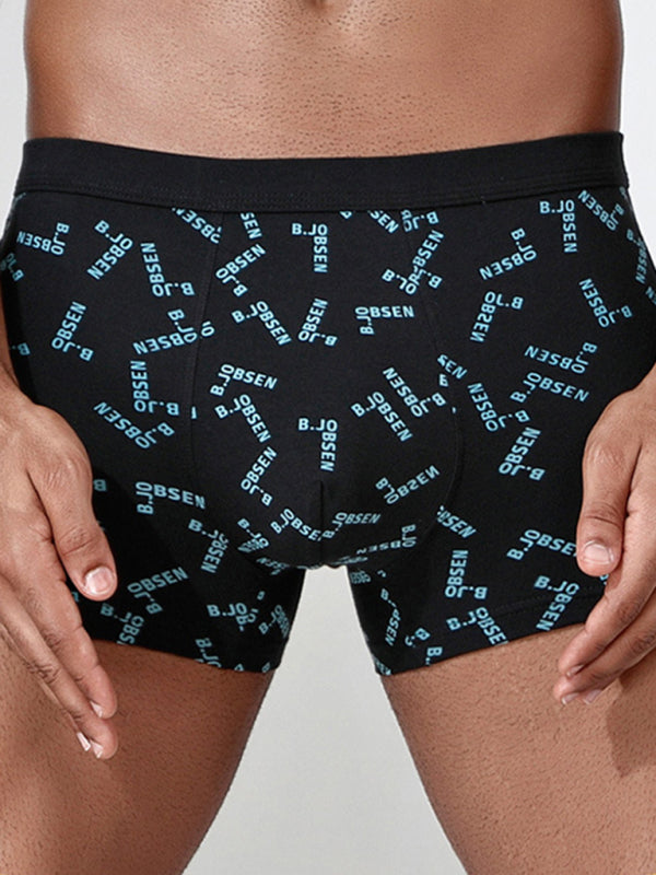 Men's Mid Waist Cotton Breathable Print Boxer Briefs - MENLL