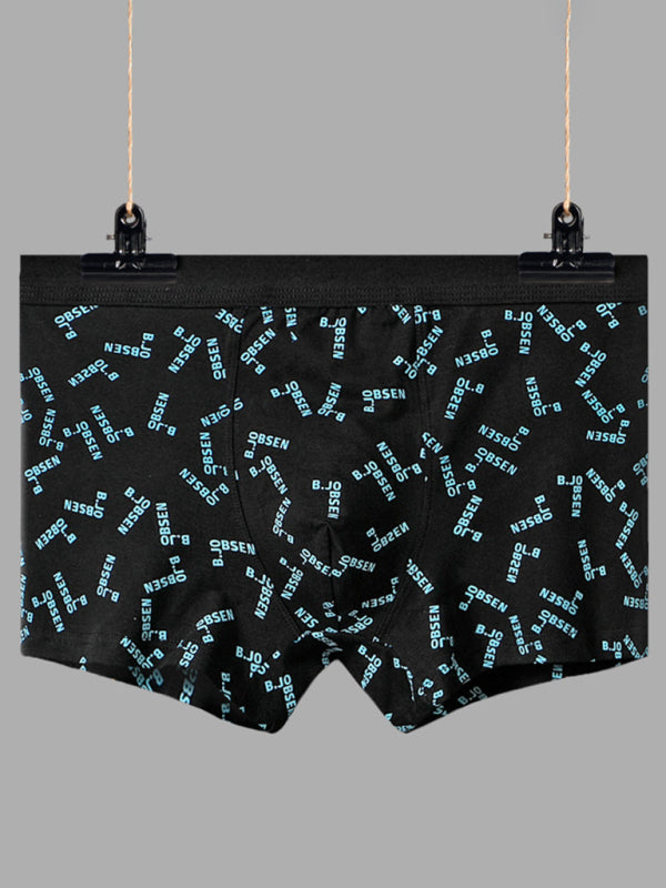 Men's Mid Waist Cotton Breathable Print Boxer Briefs - MENLL