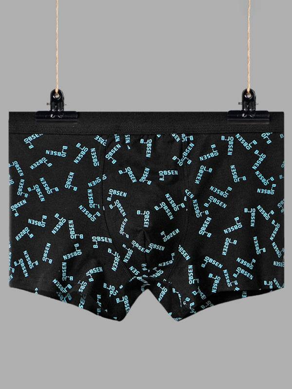 Men's Mid Waist Cotton Breathable Print Boxer Briefs - MENLL