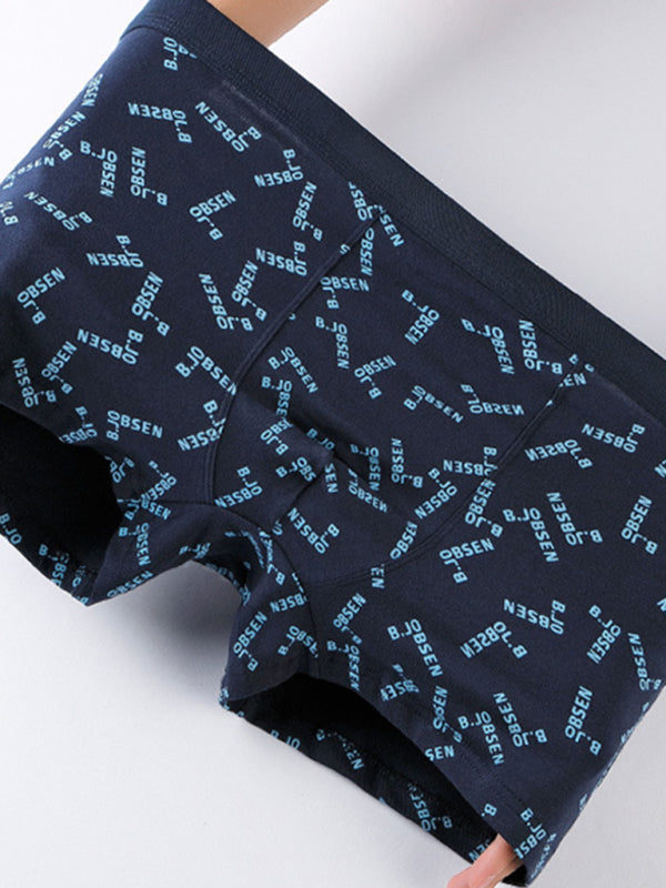 Men's Mid Waist Cotton Breathable Print Boxer Briefs - MENLL