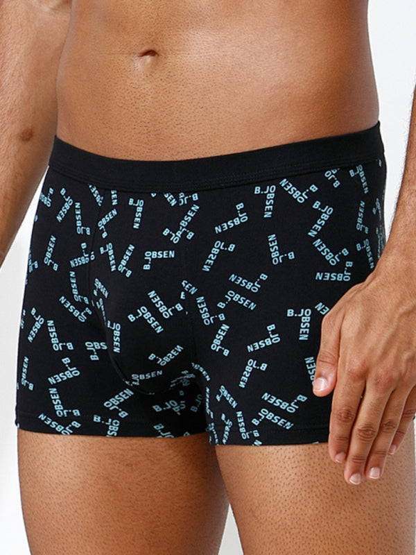 Men's Mid Waist Cotton Breathable Print Boxer Briefs - MENLL