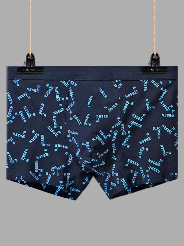 Men's Mid Waist Cotton Breathable Print Boxer Briefs - MENLL