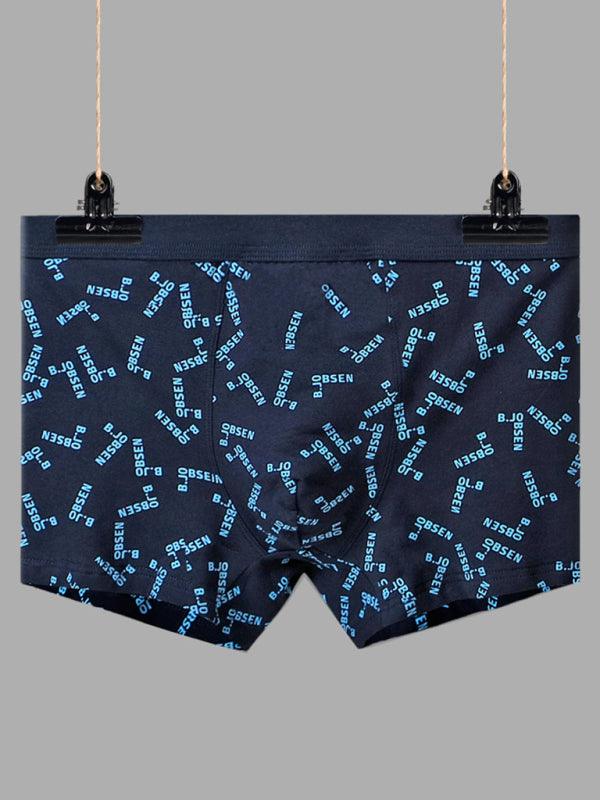 Men's Mid Waist Cotton Breathable Print Boxer Briefs - MENLL