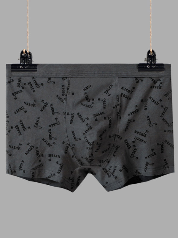 Men's Mid Waist Cotton Breathable Print Boxer Briefs - MENLL