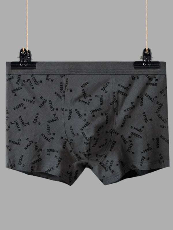 Men's Mid Waist Cotton Breathable Print Boxer Briefs - MENLL