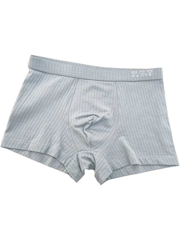 Men's pure cotton boxer briefs in solid color with ribbed texture.