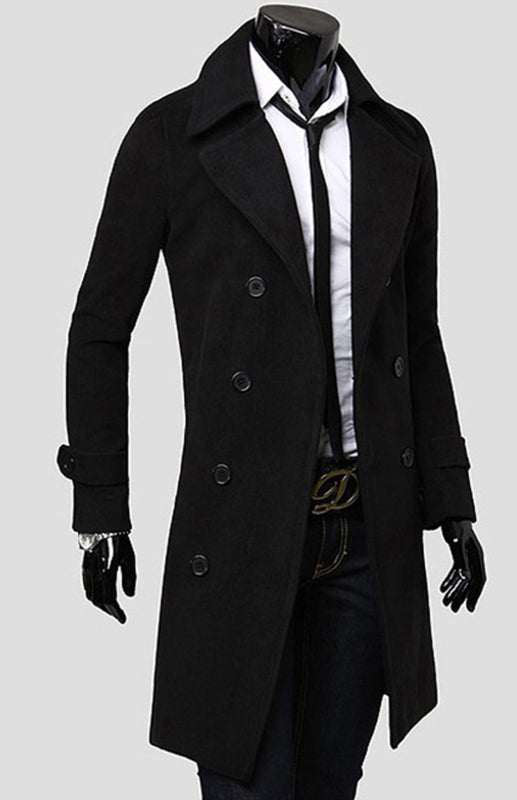 Elegant Men's Double Breasted Wool Overcoat for Timeless Style