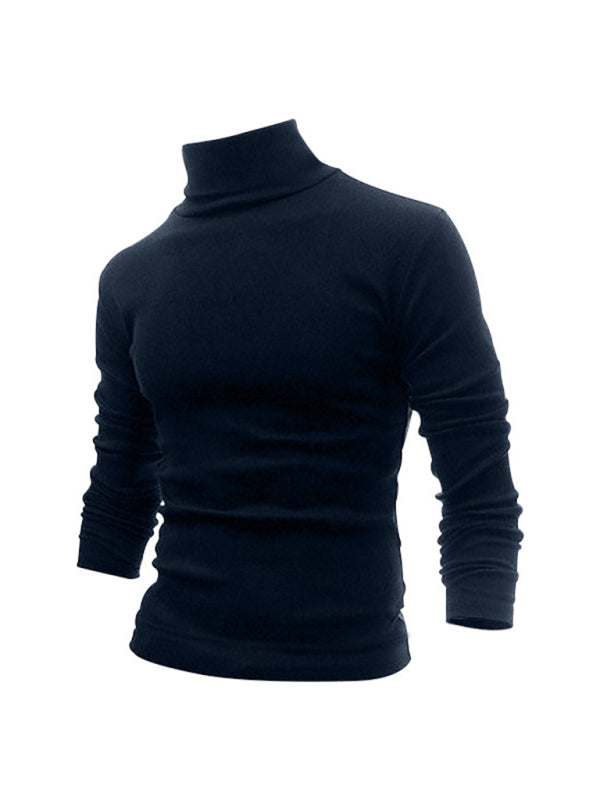 Stylish Men's High Collar Long Sleeve Turtleneck Tee for Effortless Layering - MENLL