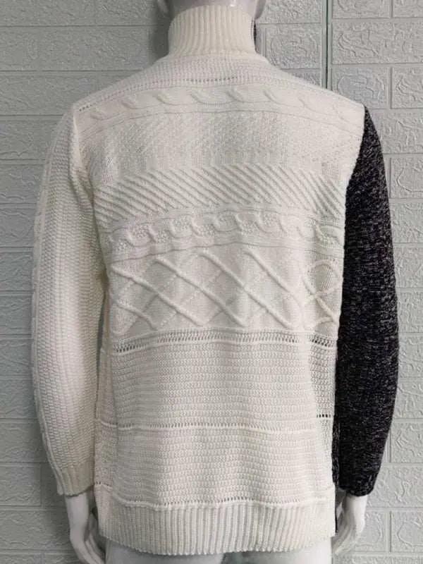 Sophisticated High-Necked Knit Cardigan for Men - Stylish Long-Sleeved Comfort with Chic Buckle Detailing - MENLL
