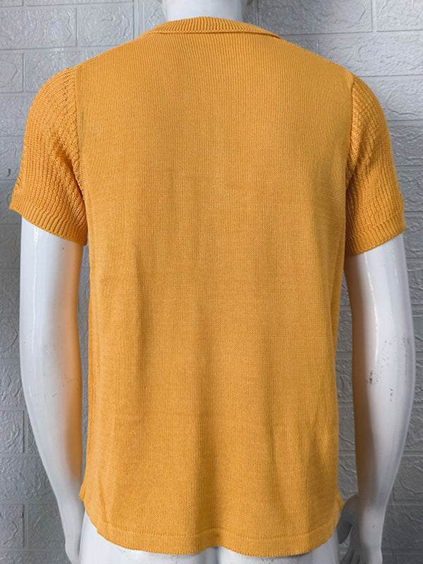 Sleek Slim Fit Polo Collar Short-Sleeve Knitted Sweater for Effortless Style - MENLL