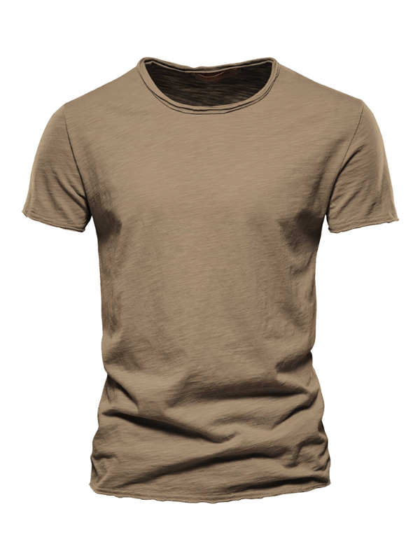 Men's Premium Slub Cotton Round Neck Tee - Effortless Style for Spring & Summer