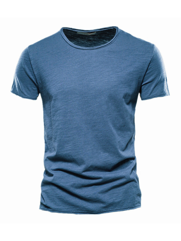 Men's Premium Slub Cotton Round Neck Tee - Effortless Style for Spring & Summer