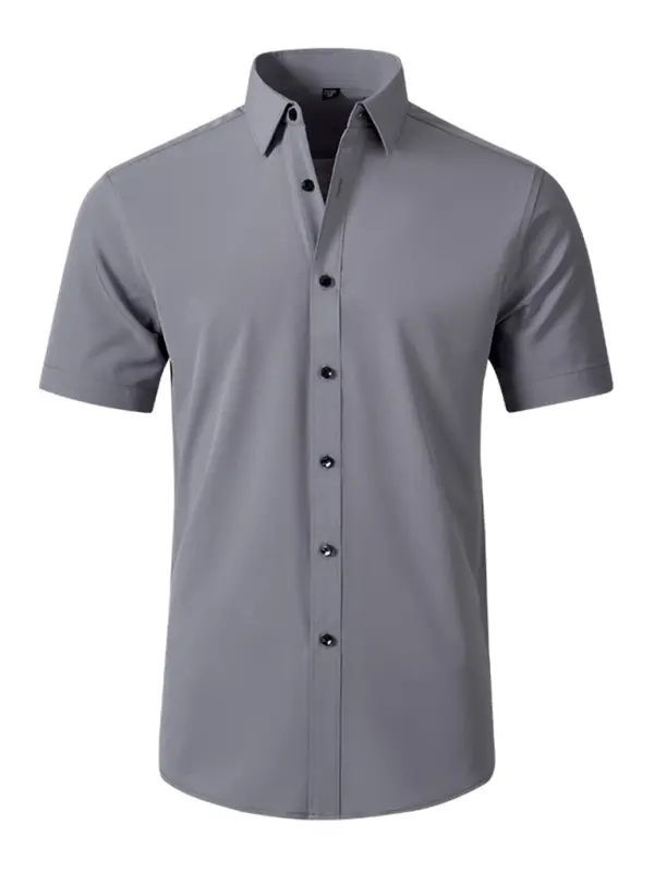 Effortlessly Chic: Men's Wrinkle-Resistant Short-Sleeve Shirt for All Seasons - MENLL