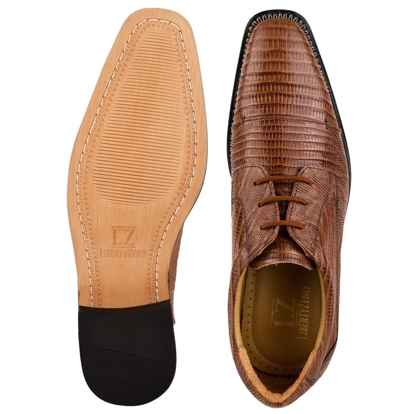 Jostin Genuine Leather Lizard Print Oxford Style Dress Shoes For Men - MENLL