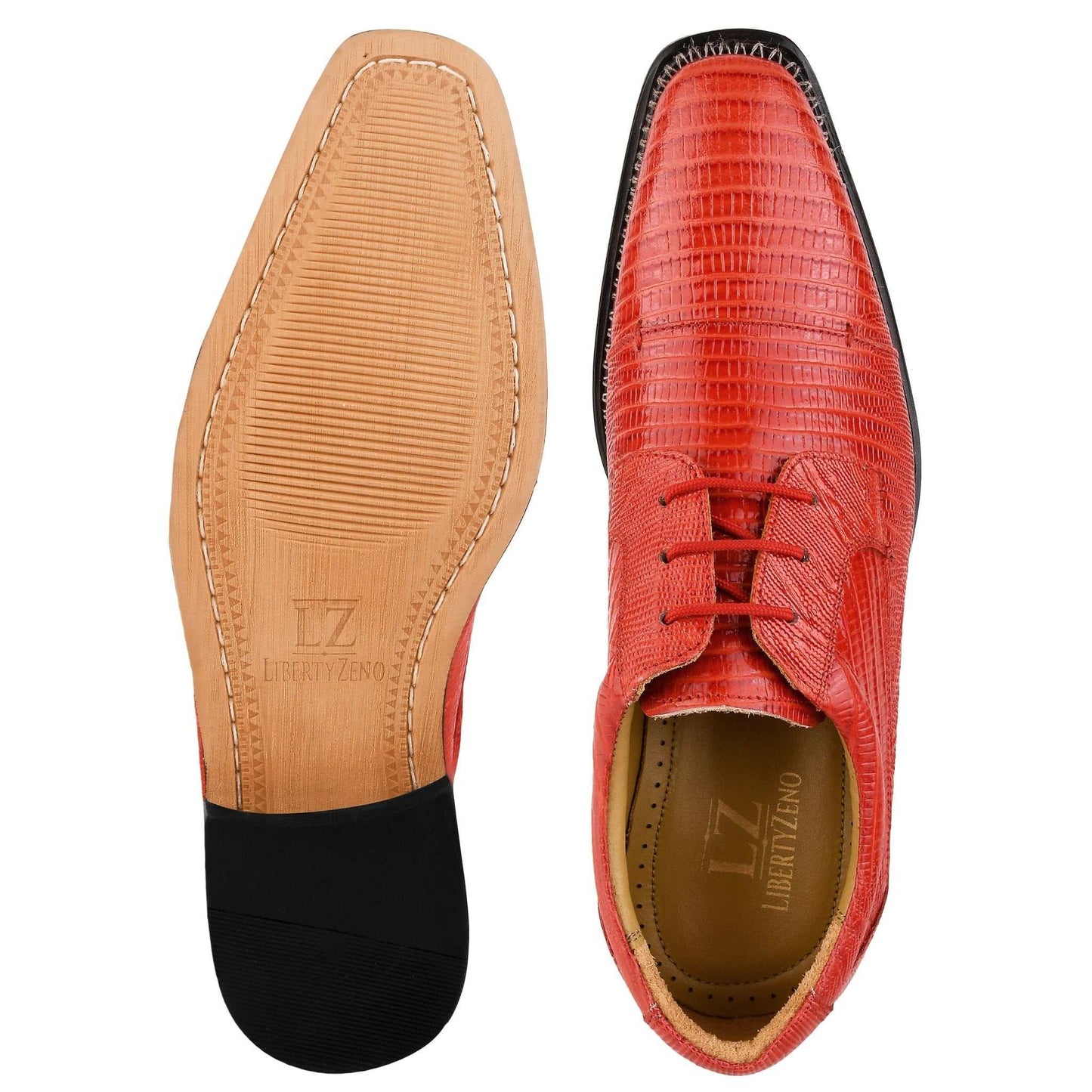 Jostin Genuine Leather Lizard Print Oxford Style Dress Shoes For Men - MENLL