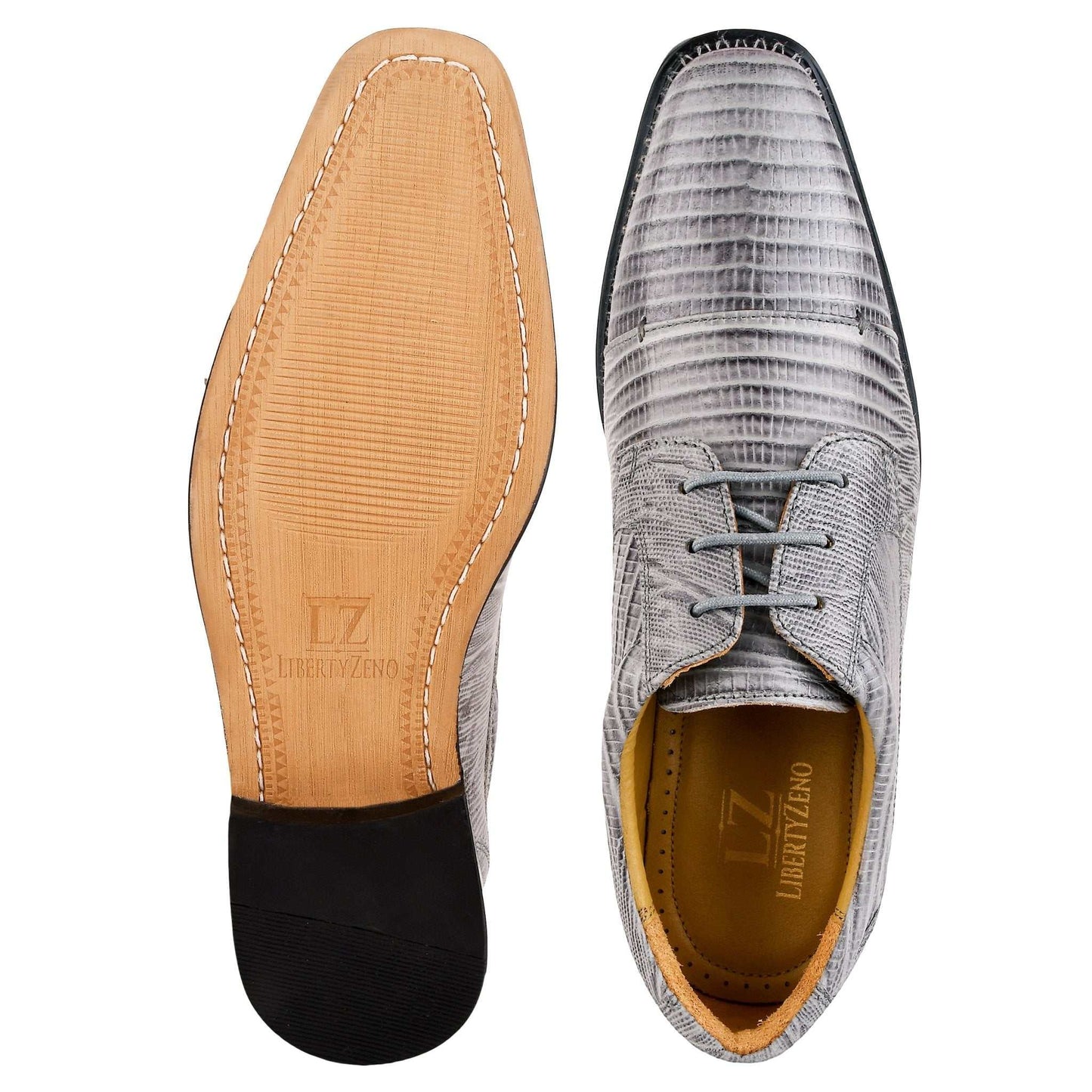 Jostin Genuine Leather Lizard Print Oxford Style Dress Shoes For Men - MENLL