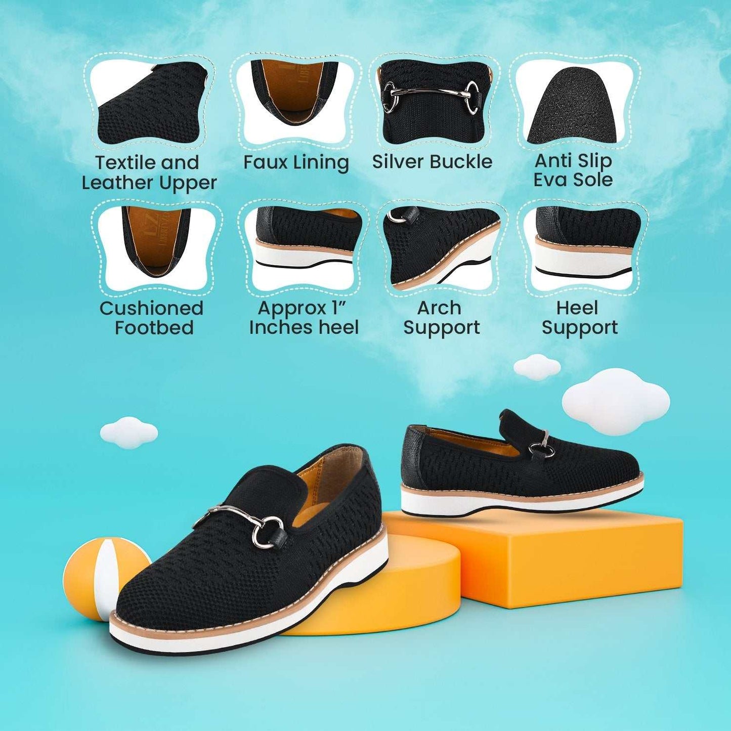 Joyce Textile Eva sole Style with Buckle Loafers for kids - MENLL