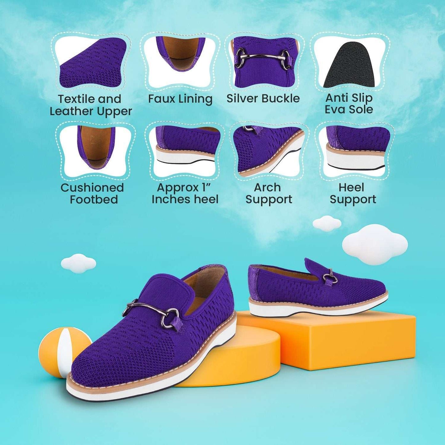 Joyce Textile Eva sole Style with Buckle Loafers for kids - MENLL